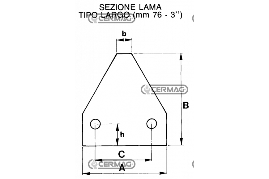 Sezione lama 3" a 2 fori  Piatto 76x3 mm  Tipo Rigata - 25 pezzi