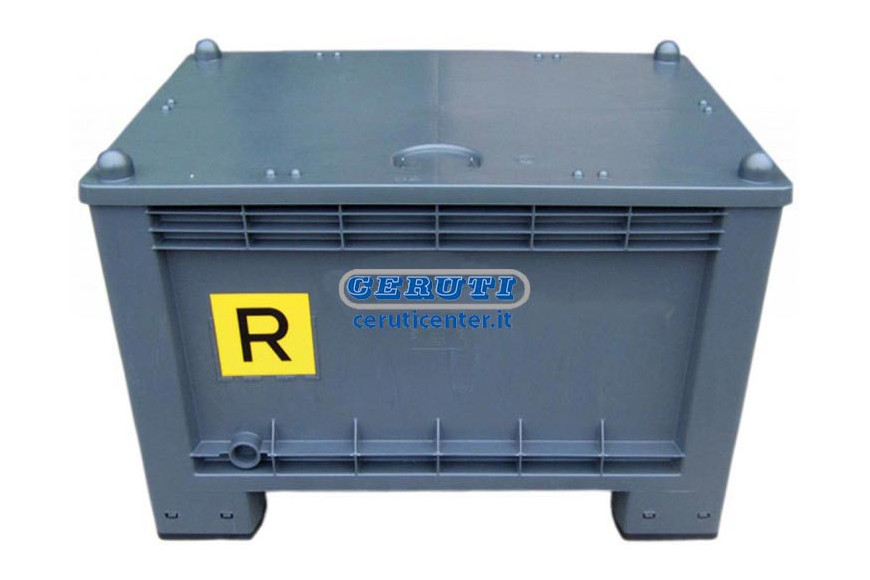 Container With Lid For Flat Batteries - 600 Liters Dimensions 1200X800X700