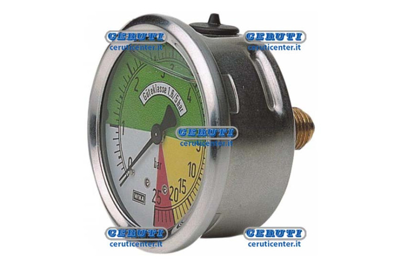 Manometro Isometrico Alla Glicerina Attacco Posteriore Cassa Inox Scala 0÷5/25 Bar