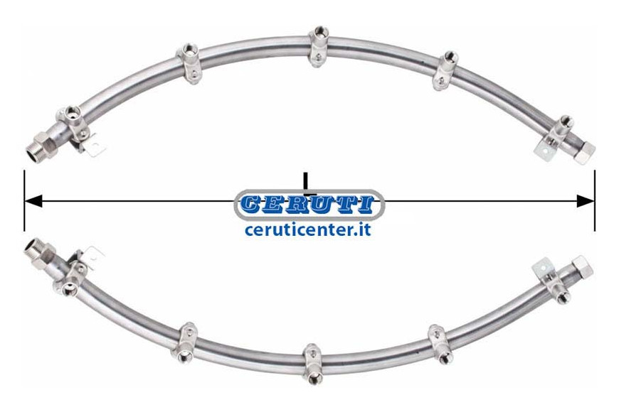 Paire Barres Courbes En Acier Inox 304 A Mors Filetes 1/4" Femelle, Raccord Male 1/2" Et Bouchon De Fermeture