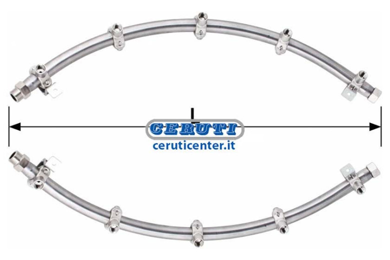 Gekrümmtes Stangenpaar Aus Edelstahl 304 Mi Gewindeklemmen 1/4" Innengewinde, Anschlussstutzen Mit Aussengewinde 1/2" Und Versch