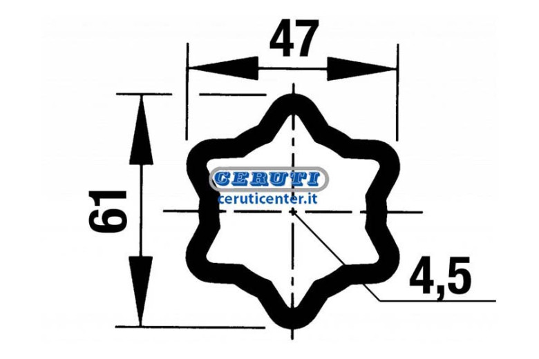 Tubo Externo Con Perfil De Estrella Para Serie Cardan W 230, W 240, W 2500, W 2600, W 220, Wii, W 2400, W2500, W2600 - 3000 Mm