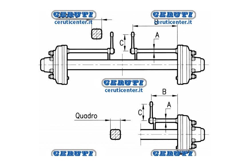 Semias.6F.70X205 L.300 Freno 300X60 - Semiassi Con Freno In Ferro 32217/32213