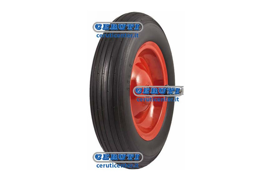 Full Wheel For Wheelbarrow - Space Shaft - Ribbed Tyre