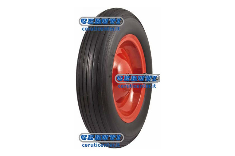 Full Wheel For Wheelbarrow - Space Shaft - Ribbed Tyre