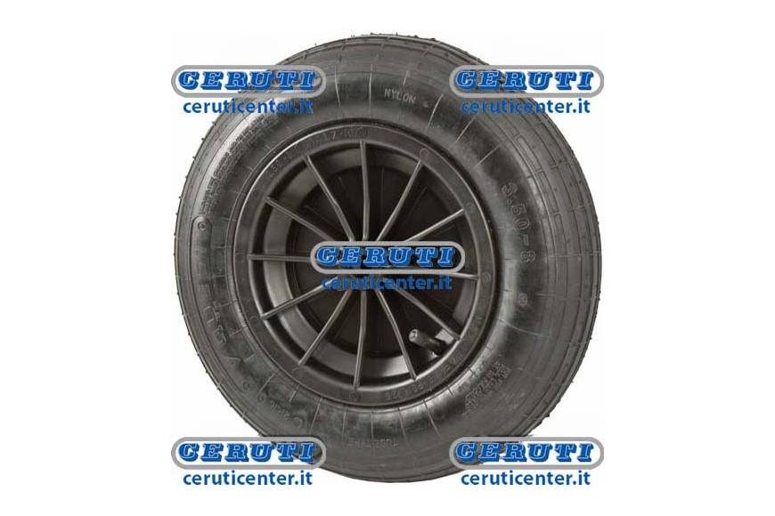 Wheel For Wheelbarrow With Nylon Rim - Ribbed Tyre