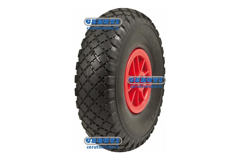 Ruote Piena 3,00-4 Mozzo 20X75C/Rul - Ruota Piena In Poliuretano 3.00X4" Con Gabbia Rulli