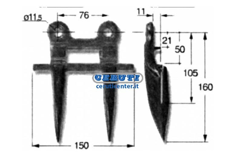 Dente Doppio Finale Per Mietitrebbie Nazionali Ed Estere (Lato Testa Lama) - Laverda 321115050 - Adattabile 321115050