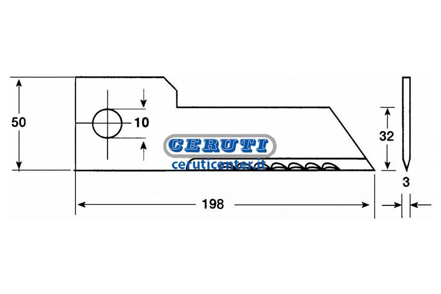Coltelli Trinciaforaggio, Trinciapaglia E Decespugliatori 198 x 50 D.10 Dentato