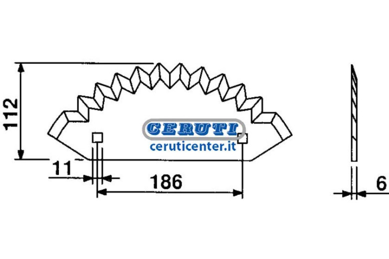 Coltelli Trincia Per Carri Miscelatori - Orizzontali 186  x  112 D  x  -S  x   Orizz.Dentat