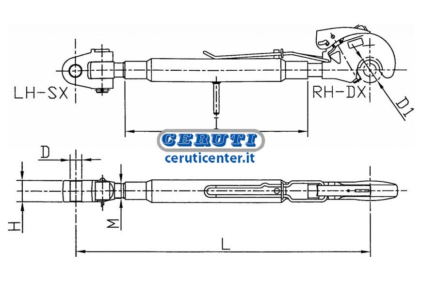 3-Point Hitch With Cross Joint, Hook And Anti-Twist Handle