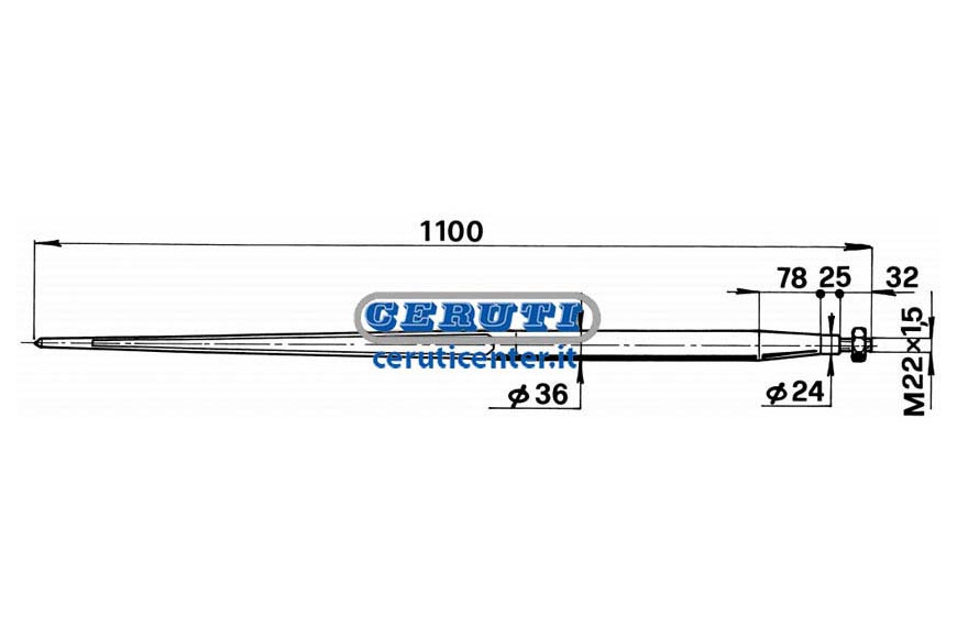 Punta Conica Ø 36X1100 Con Tuerca Ø 36 X 1100 Mm
