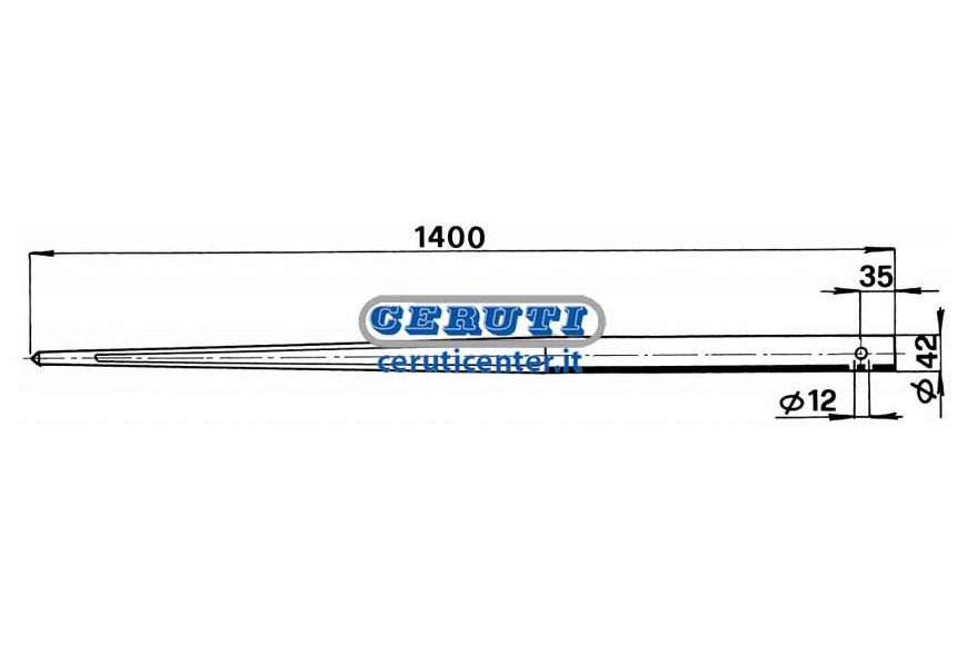 Ø 42X1400 Cylindrical Tine - Type With Hole Ø 42 X 1400 Mm
