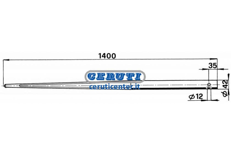 Ø 42X1400 Cylindrical Tine - Type With Hole Ø 42 X 1400 Mm