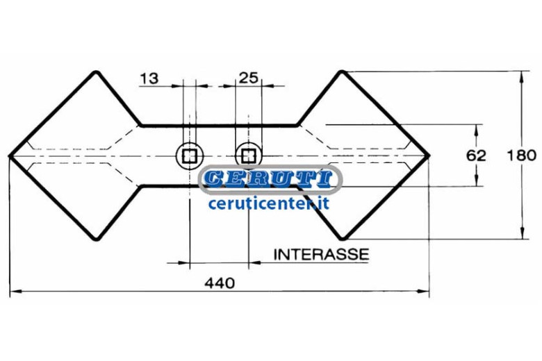 Vomere A Doppio Cuore 180 Mm Interasse 70 Mm