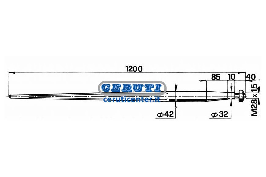 Punta Conica Ø 42X1200 Con Tuerca Ø 42 X 1200 Mm