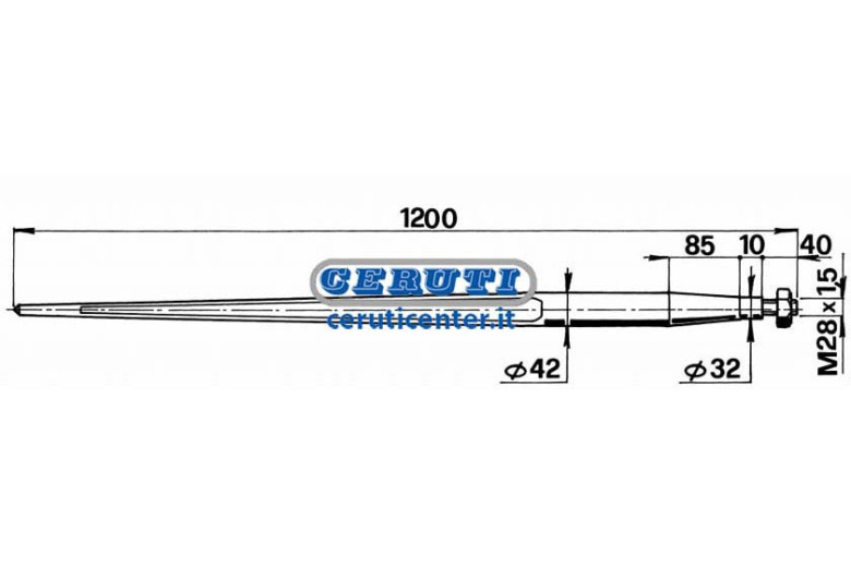 Punta Conica Completa Di Dado Ø 42 X 1200 Mm - Punta Conica D.42X1200 Con Dado