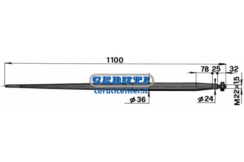 Punta Conica Rossa Completa Di Dado Produzione Amk Ø 36 X 1100 Mm - Punta Conica D.36X1100 Rossa Dado