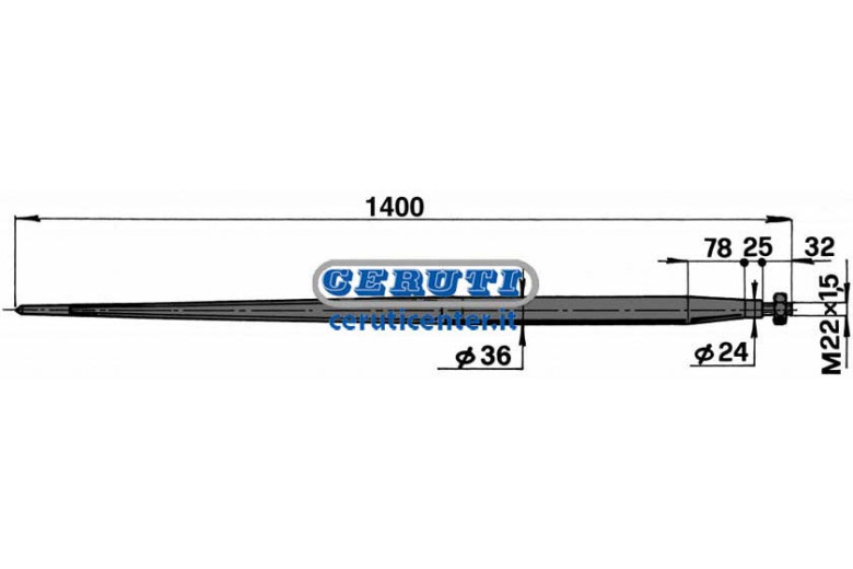 Kegelspitze Ø 36X1100 Mit Mutter Produktion Amk – Rote Farbe Ø 36 X 1400 Mm