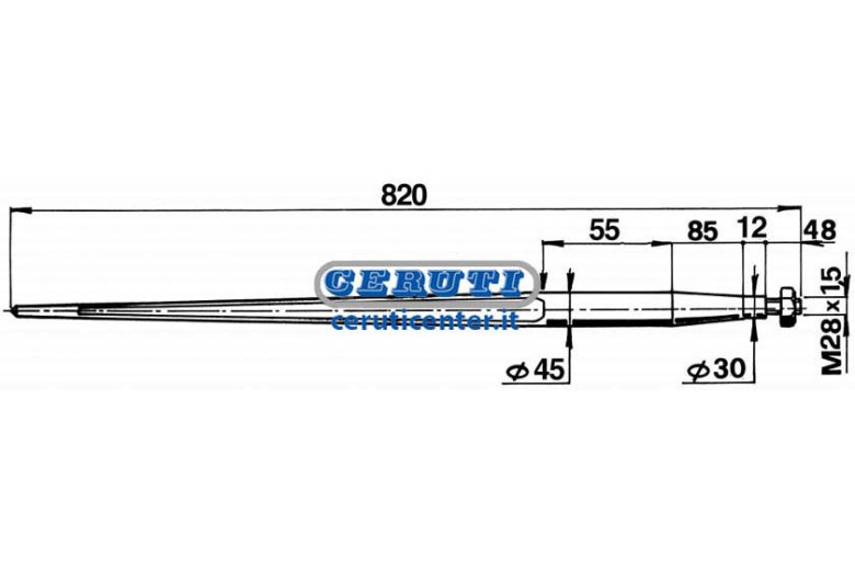 Ø 45X820 Tapered Tine Complete With Nut Ø 45 X 820 Mm