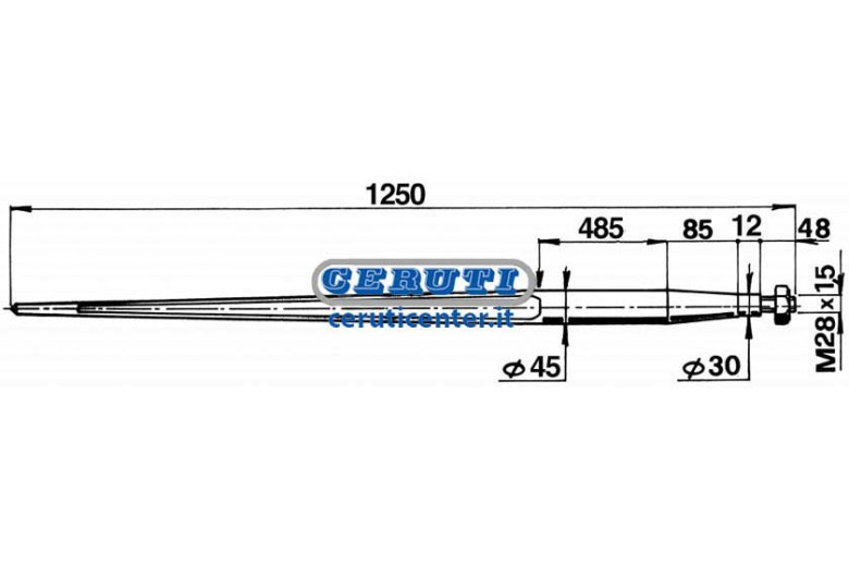 Punta Conica Completa Di Dado Ø 45 X 1250 Mm - Punta Conica D.45X1250 Con Dado