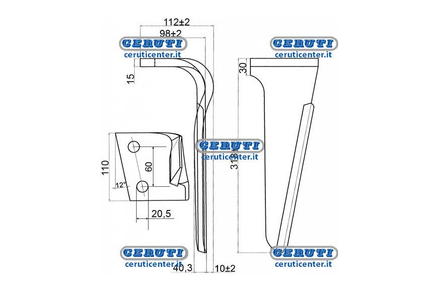 Dent Harrow Feraboli droit 110X15