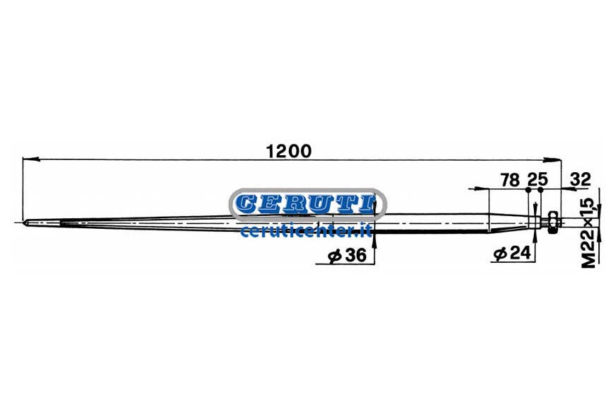 Punta Conica 1100 D.42 M28 Ø 36 X 1200 Mm