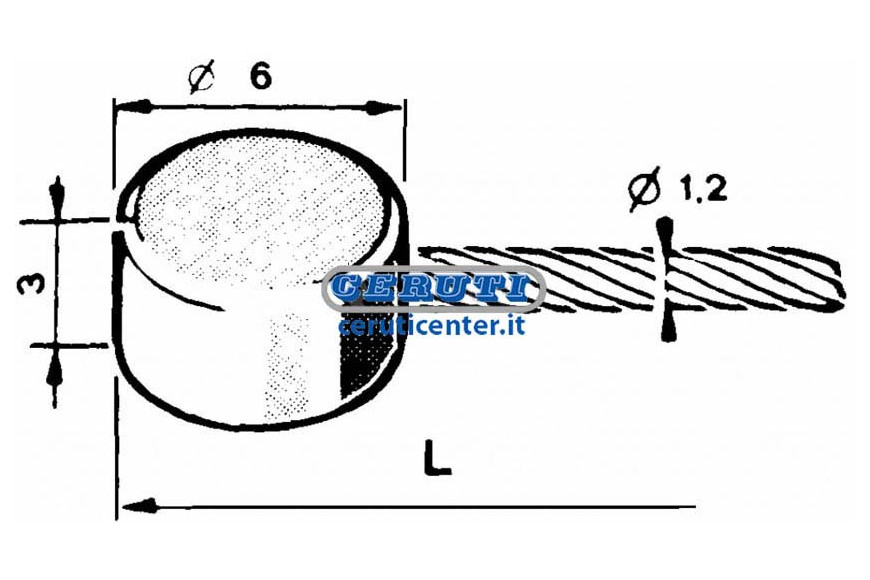 Cavo Acceleratore Con Testa Piatta Ø 6X3 Diametro Cavo 1,6 Mm Lunghezza 3000 Mm - Cavo Acc. L.3000 D.1,6 T/P. (10Pz)