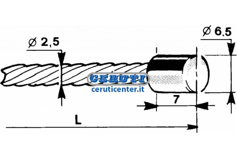 Câble À Tête Cylindrique Ø 6,5X7 Ø 2,5 Mm Longueur 3000 Mm