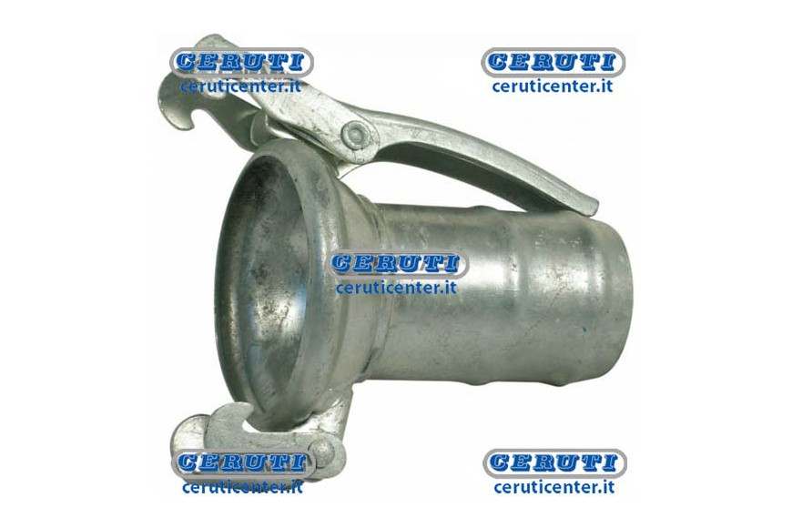 Galvanized Female Half-Coupling With Sleeve For Rubber Hose With 2 Hooks