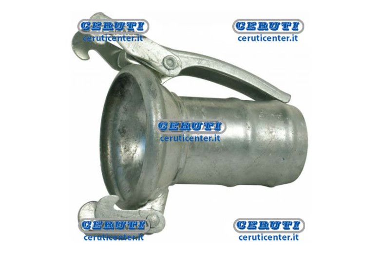 Galvanized Female Half-Coupling With Sleeve For Rubber Hose With 2 Hooks