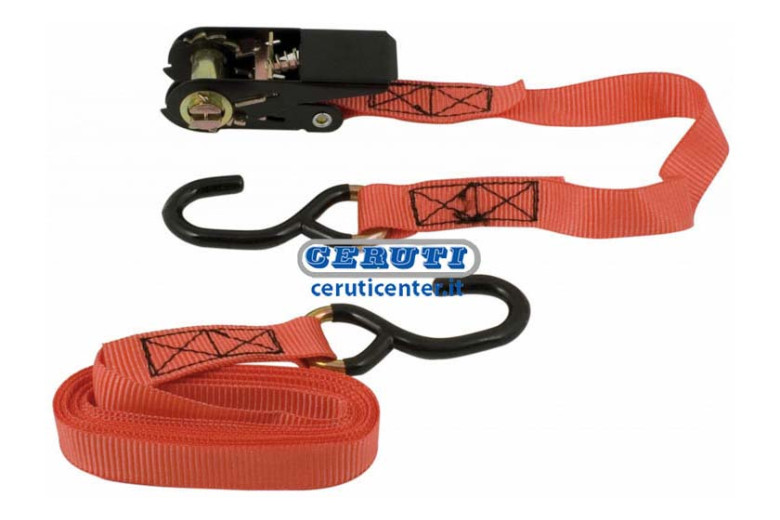 Cinghia Di Ancoraggio Tipo Hobby Con 2 Ganci E Tenditore -  25X4Mt A 2 Ganci