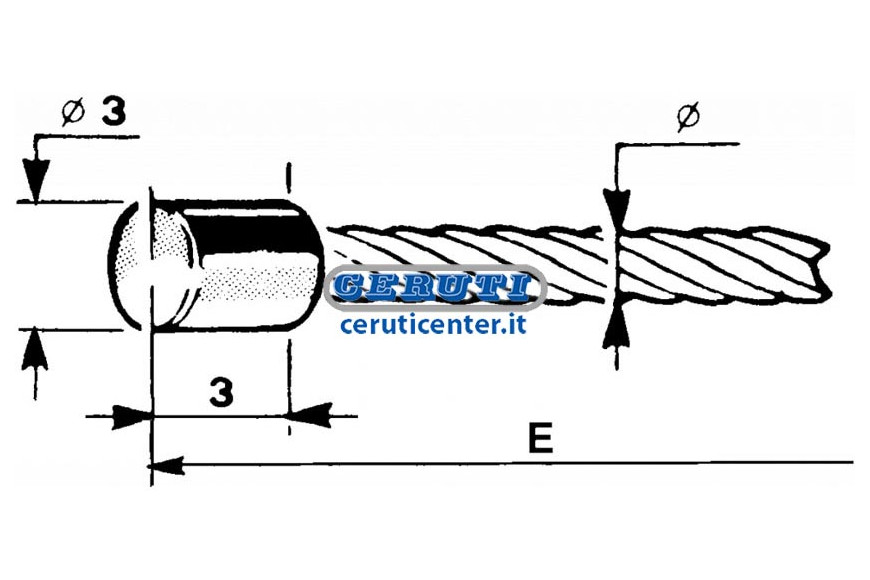Cavo Acceleratore Con Testa Cilindrica Ø 3X3 Diametro Cavo 1,2 Mm Lunghezza 2500 Mm - Filo 1,2X2500 Testa Cil. 3X3 (10Pz)