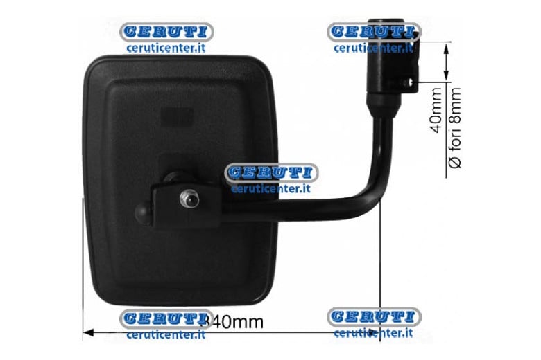 Specchio Cpl. Nero Sx Cab. Brieda - Specchio Completo Nero Sinistro Per Cabine - Adattabile a 02040147