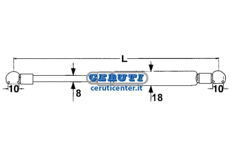 Molla A Gas Forza 200 N Lunghezza Minima 180 Mm Lunghezza Massima 275 Mm - Adattabile a F258514210020, 8618EV