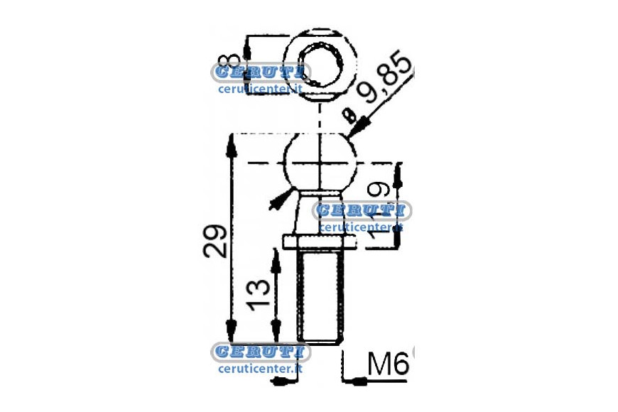 Pins For Gas Springs Thread M6X13 Mm Length 29 Mm