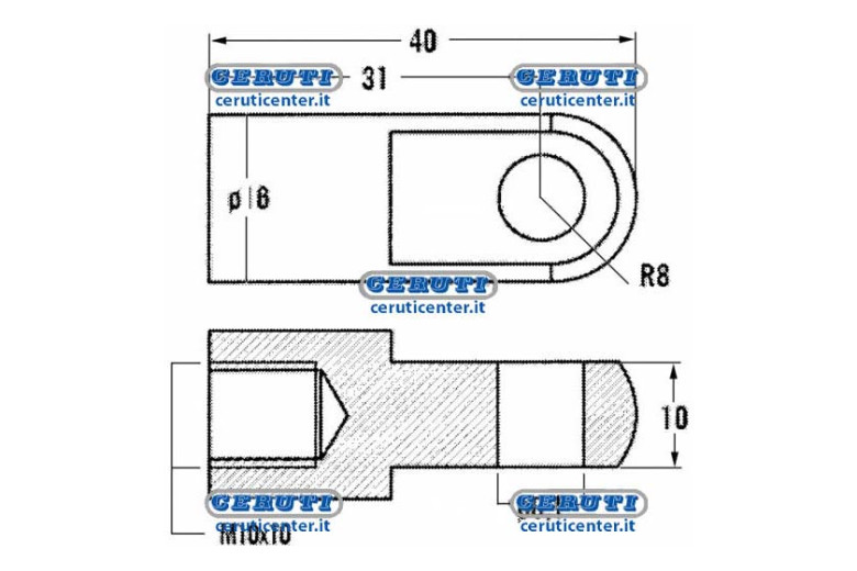 Threaded Eyelets For Gas Springs Thread M10X10 Mm Hole Diameter 8,1 Mm