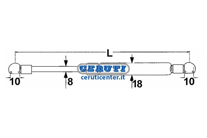 Molla A Gas Per Same Strength 400 N Minimum Length 165 Mm Maximum Length 254,5 Mm