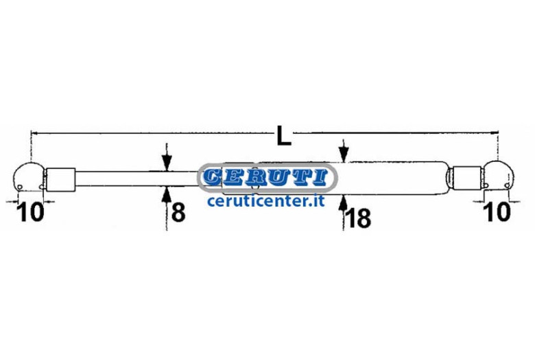 Molla A Gas Per Same Strength 400 N Minimum Length 165 Mm Maximum Length 254,5 Mm