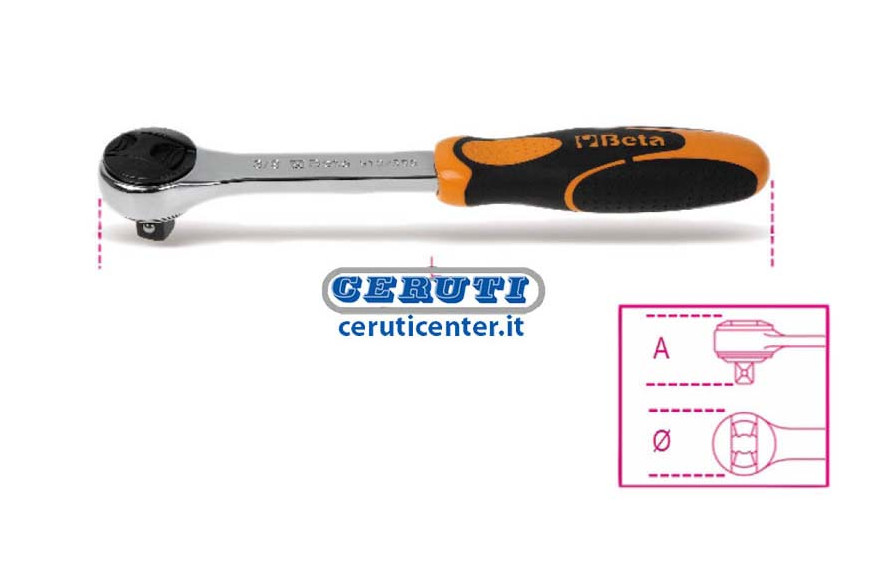 Carraca Reversible Con Acopl. Cuadrado Macho 3/8” Mecanismo De 48 Dientes