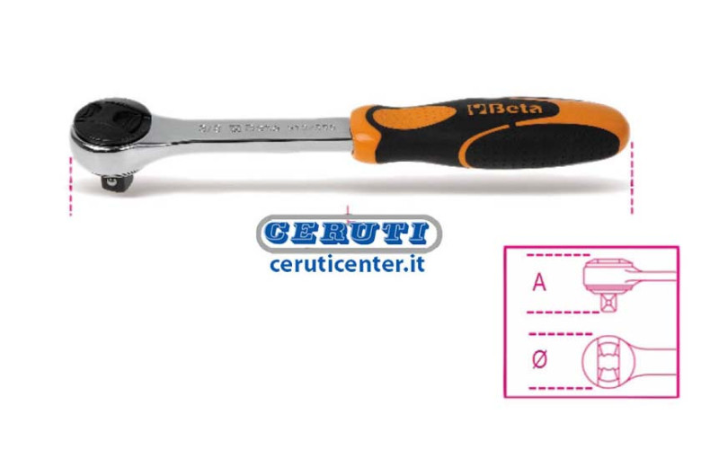Reversible Ratchet With 3/8" Male Square Drive Joint - Mechanism With 48 Teeth