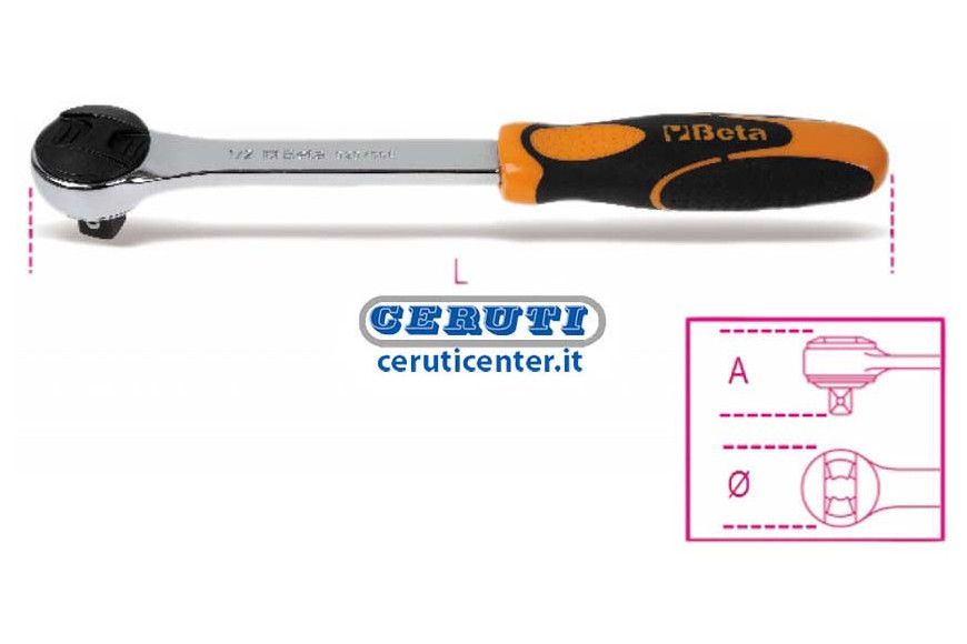 Carraca Reversible Con Acopl. Cuadrado Macho 1/2” Mecanismo De 48 Dientes