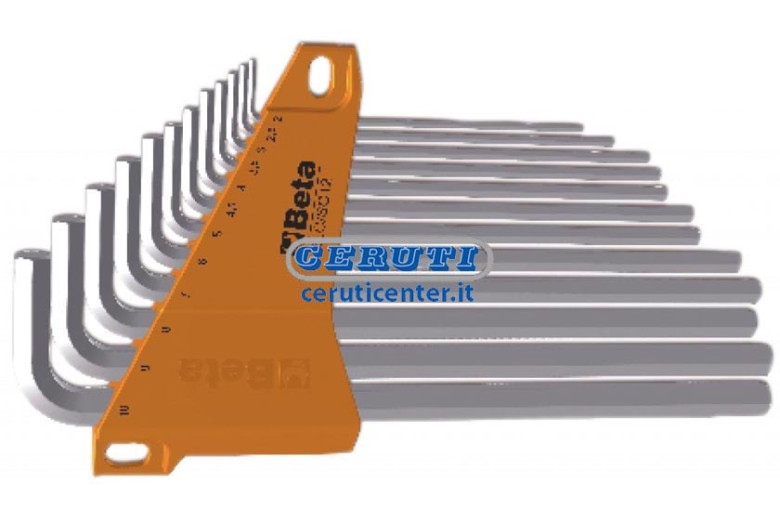 Set Of Offset Key Wrenches, Long Type, Chrome-Plated Comprising 12 Pcs