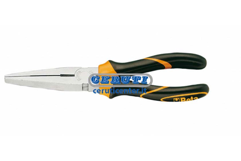 Extra-Long Flat Straight Knurled-Nose Pliers With Bi-Material Handles