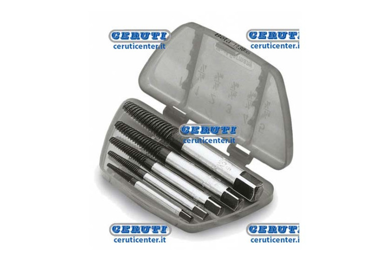 Set Of Tapered Extractors In Alloyed Steel For Broken Screws And Studs Comprising 6 Pcs