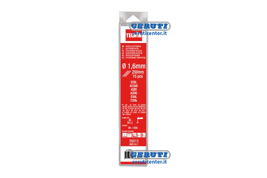 Confezione Da 15 Elettrodi Rutili Per Acciaio Diametro 1,6 Mm