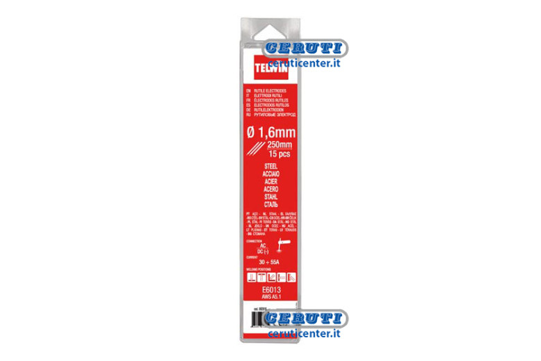 Confezione Da 15 Elettrodi Rutili Per Acciaio Diametro 1,6 Mm
