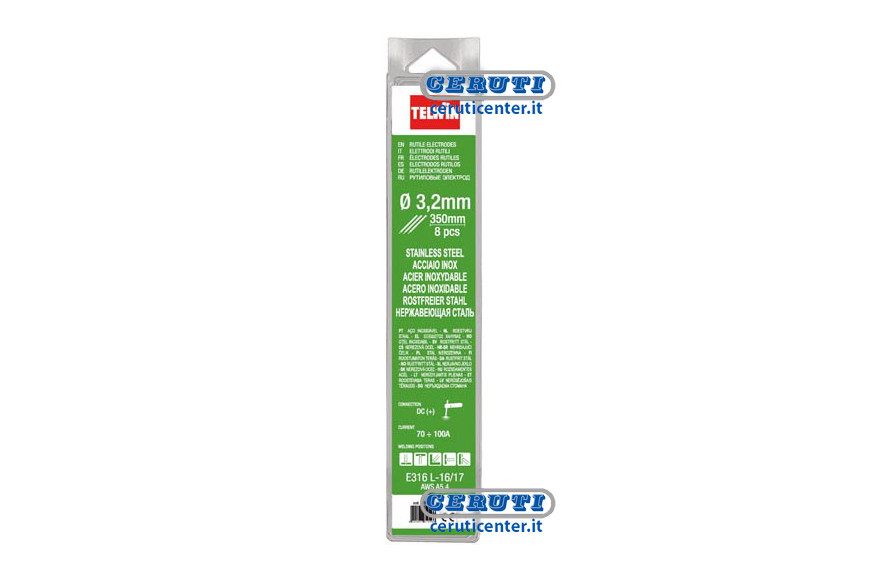 Confezione Da 8 Elettrodi Rutili Per Acciaio Inox Diametro 3,2 Mm