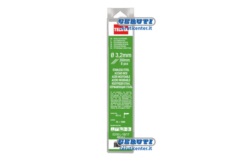 Confezione Da 8 Elettrodi Rutili Per Acciaio Inox Diametro 3,2 Mm