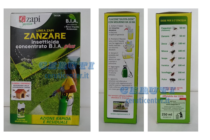 Zapi B.I.A. PLUS 250 ml bottle, concentrated insecticide against mosquitoes Tiger